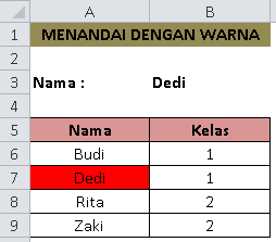 Menandai dengan Conditional formatting